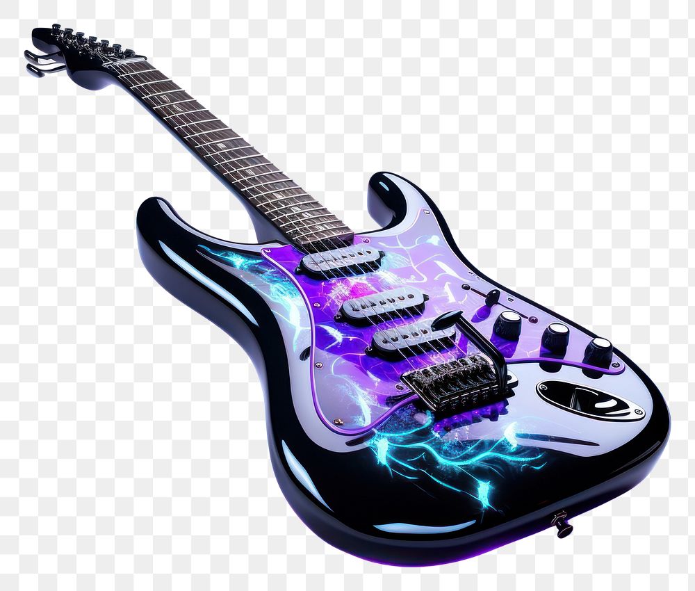 PNG Guitar violet white background illuminated.