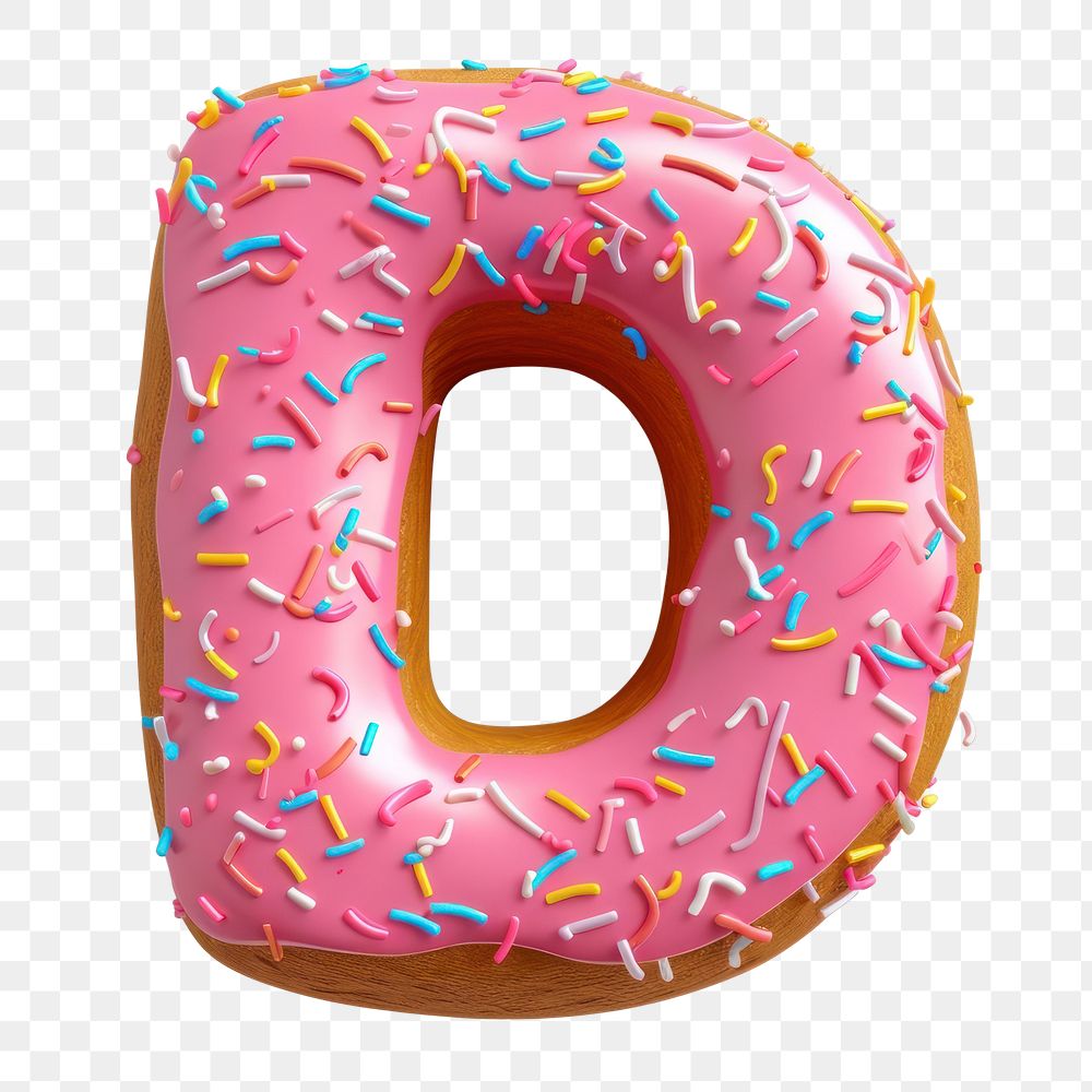 Letter D png 3D donut alphabet, transparent background