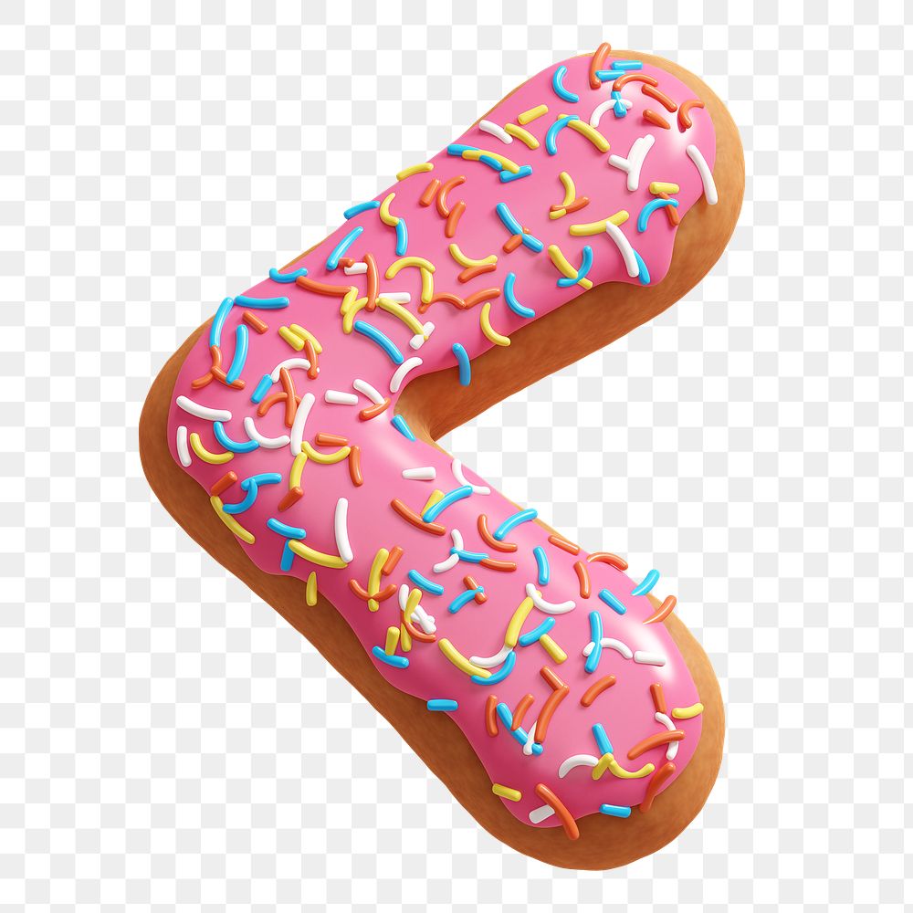 Less than symbol png 3D donut design, transparent background