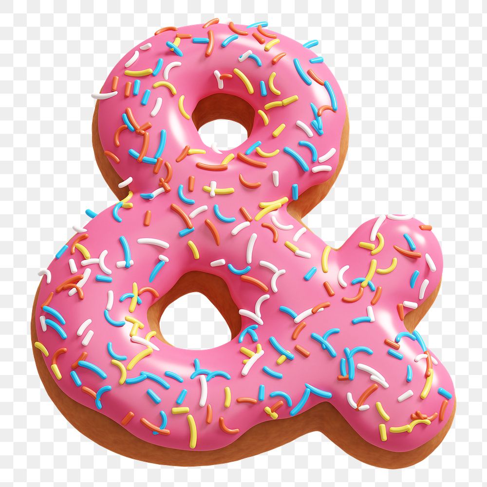 Ampersand sign png 3D donut design, transparent background