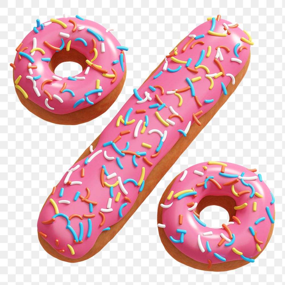 Percentage icon png 3D donut design, transparent background