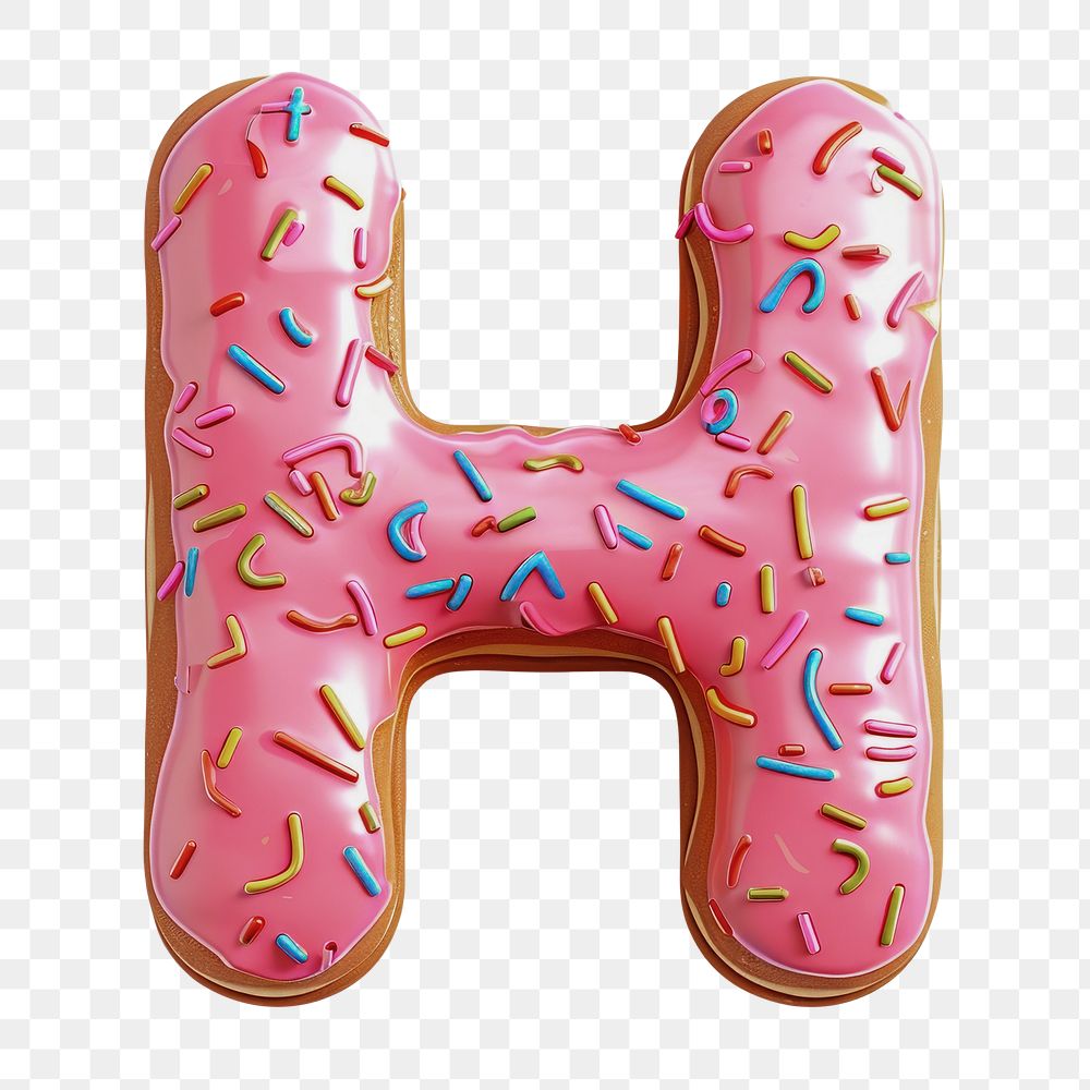 Letter H png 3D donut alphabet, transparent background