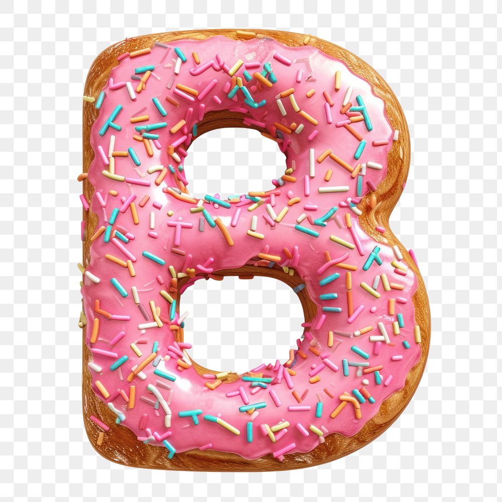 Letter B png 3D donut alphabet, transparent background
