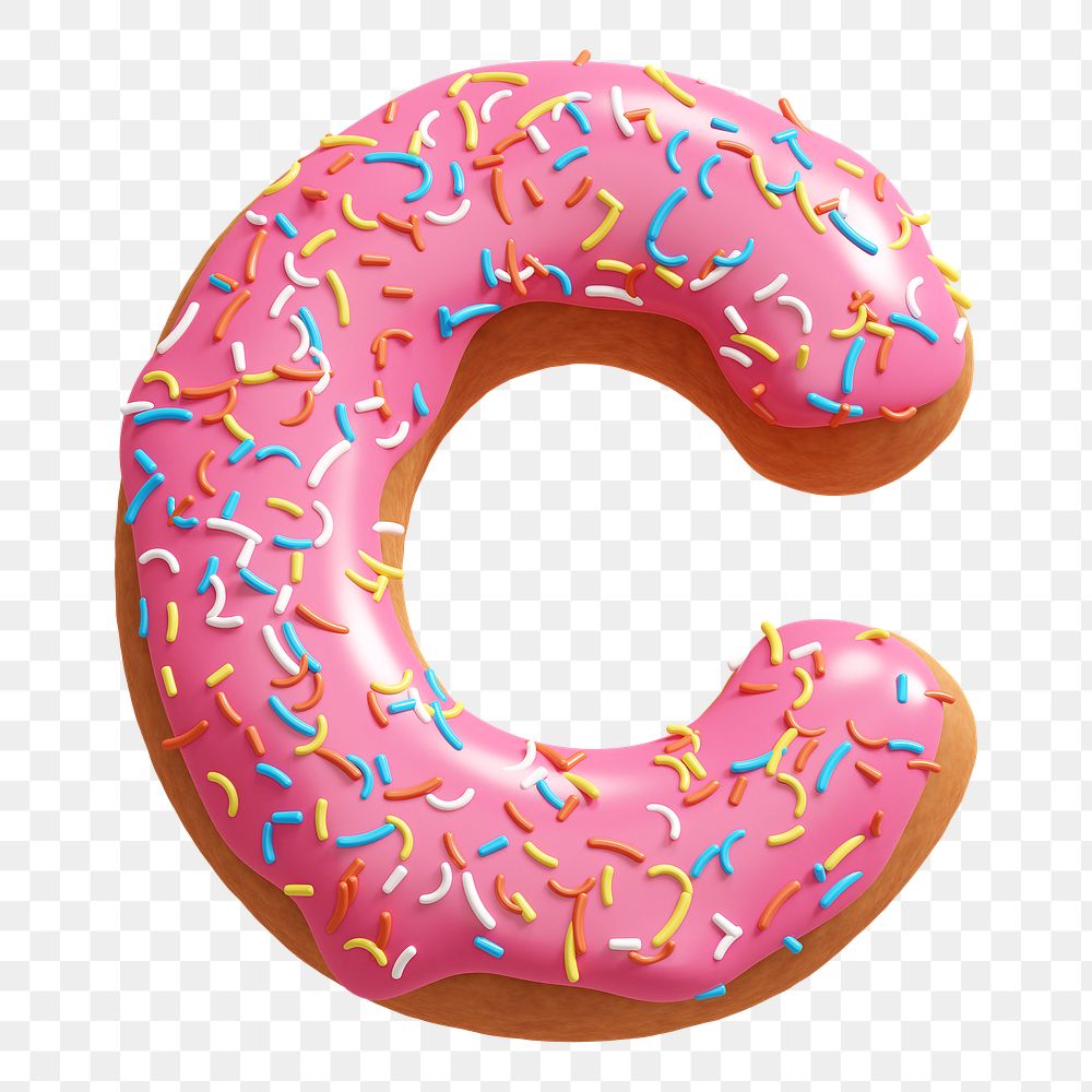 Letter C png 3D donut alphabet, transparent background