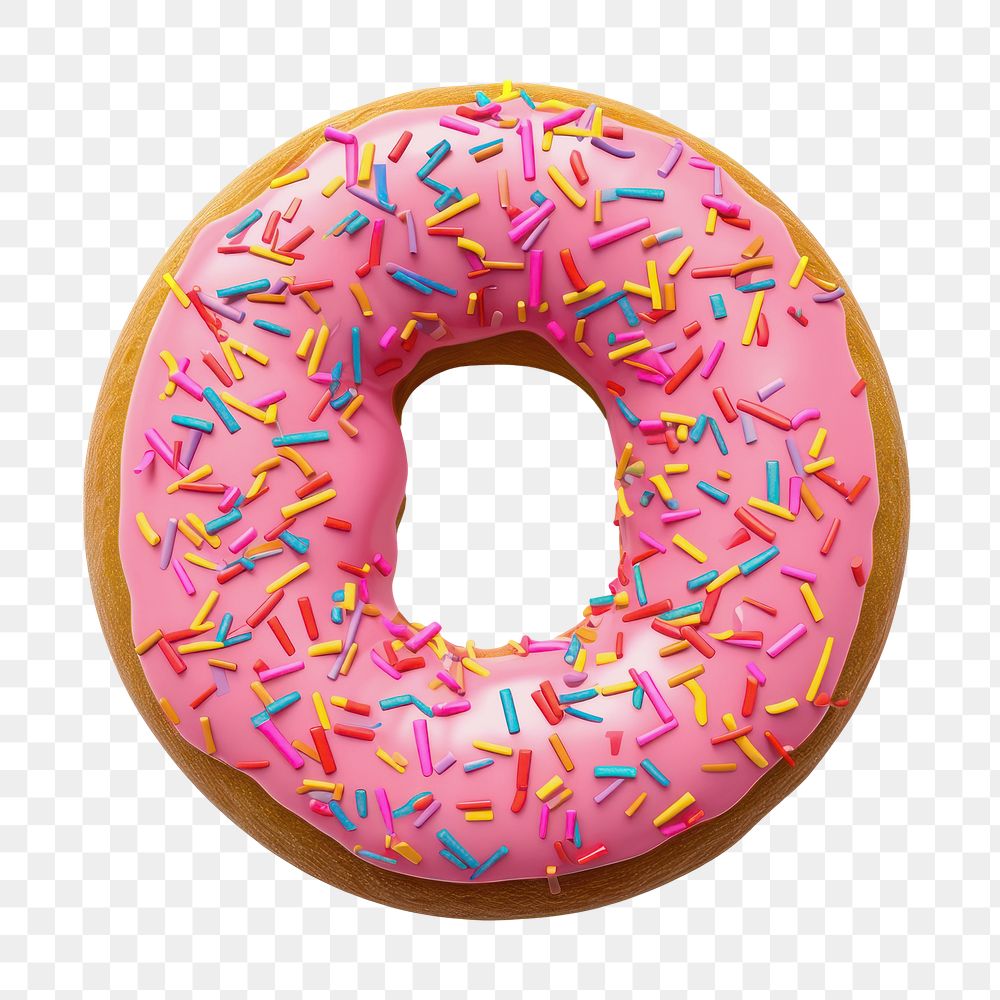 Letter O png 3D donut alphabet, transparent background