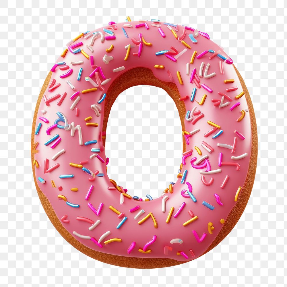 Letter O png 3D donut alphabet, transparent background