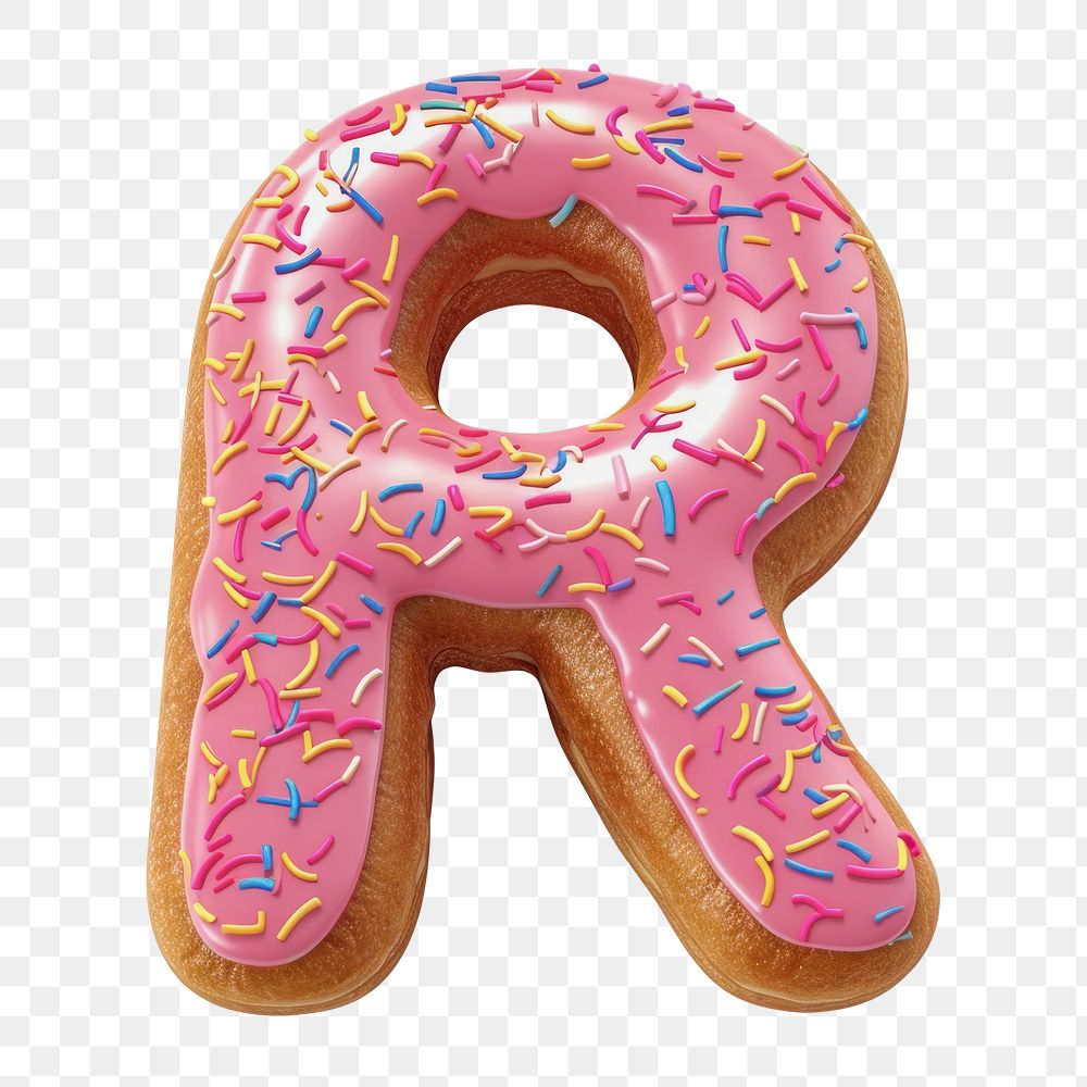 Letter R png 3D donut alphabet, transparent background
