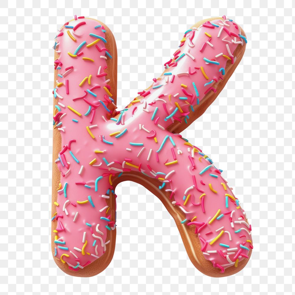 Letter K png 3D donut alphabet, transparent background