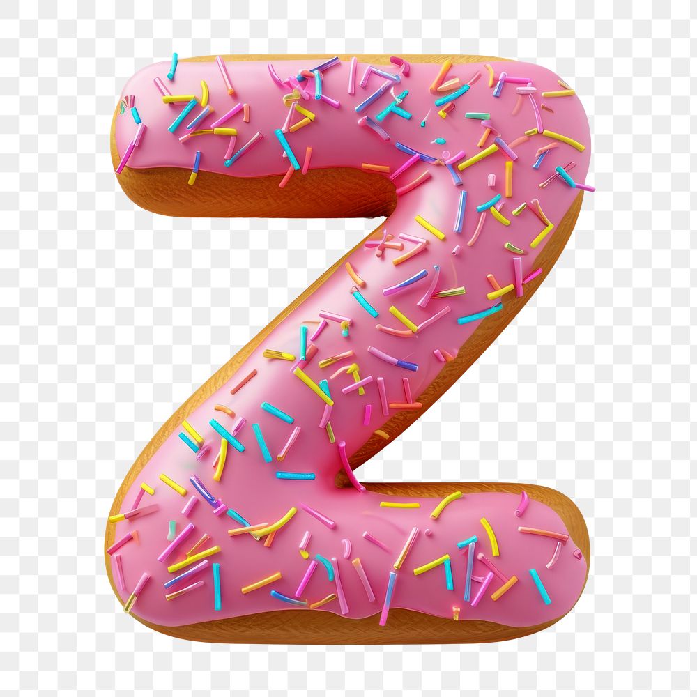 Letter Z png 3D donut alphabet, transparent background