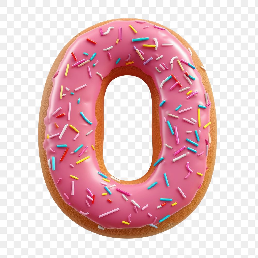 Number 0 png 3D donut alphabet, transparent background