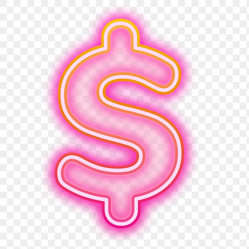 PNG dollar sign pink neon design, transparent background