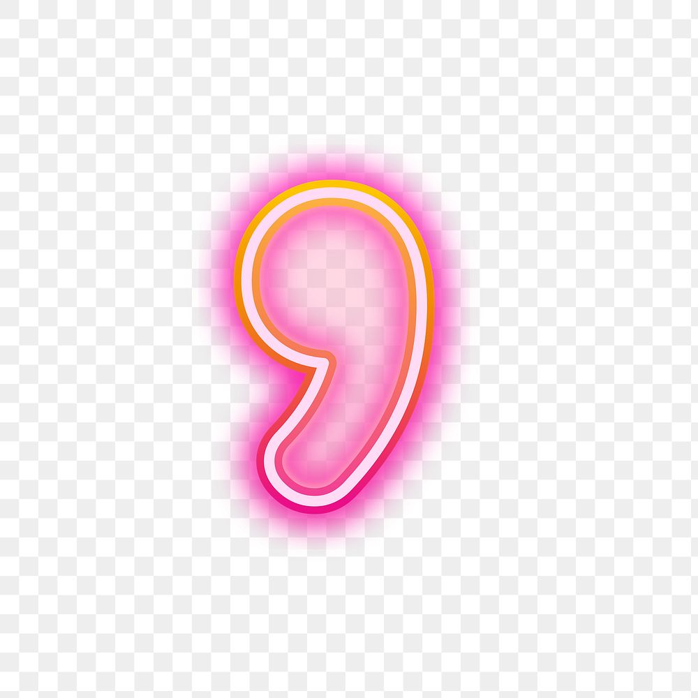 PNG comma pink neon design, transparent background