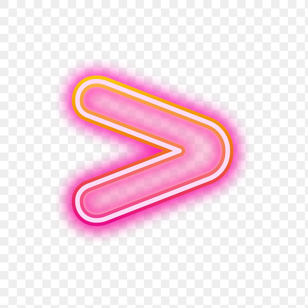PNG  greater-than sign pink neon design, transparent background