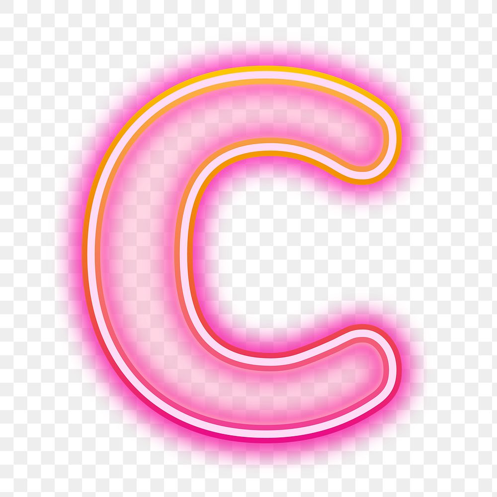 Letter C png pink neon design, transparent background