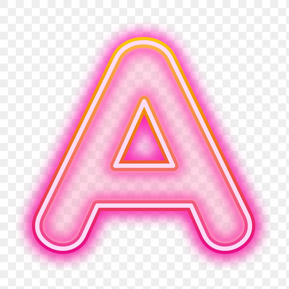 Letter A png pink neon design, transparent background
