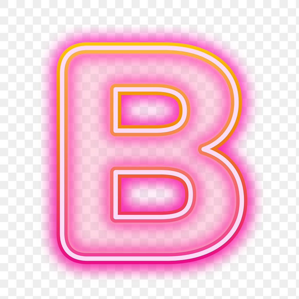 Letter B png pink neon design, transparent background