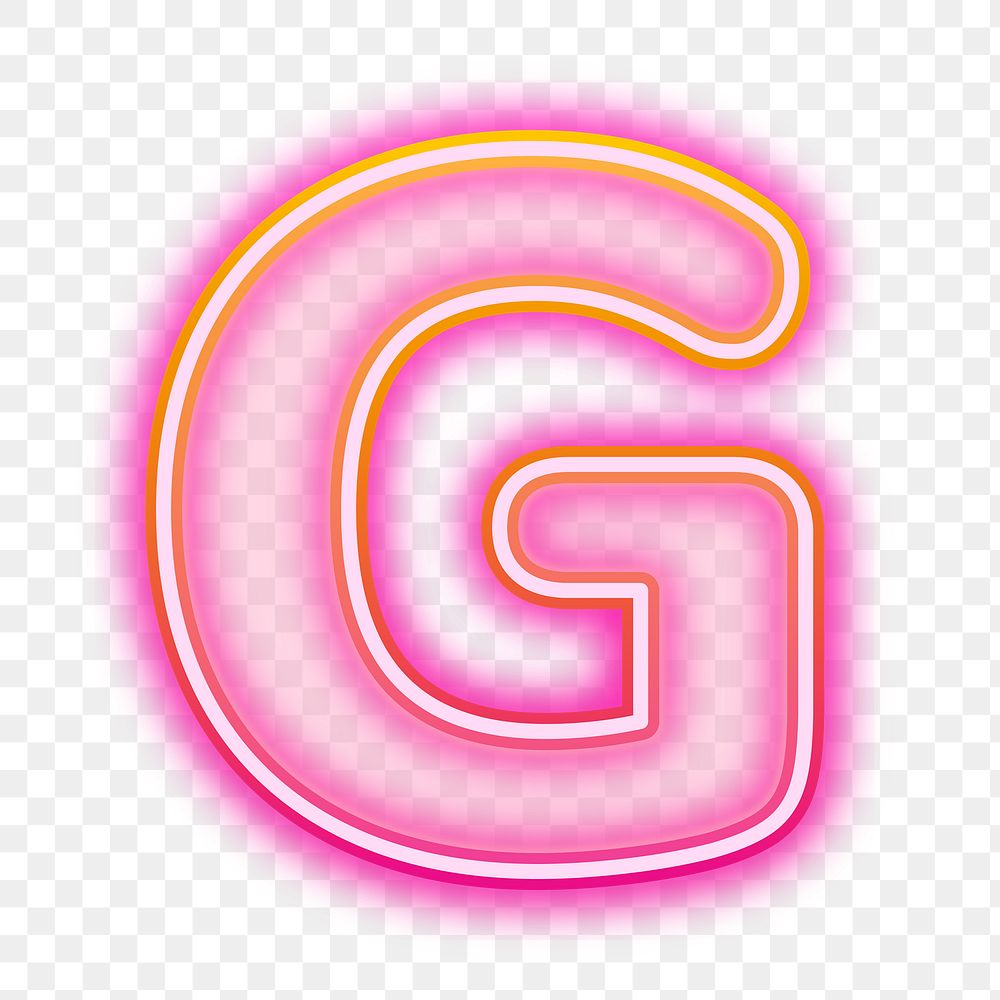 Letter G png pink neon design, transparent background