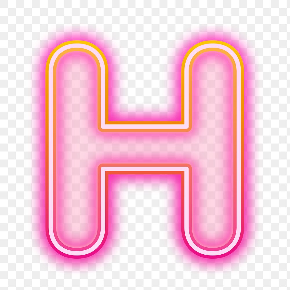 Letter H png pink neon design, transparent background