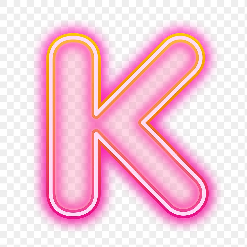 Letter K png pink neon design, transparent background