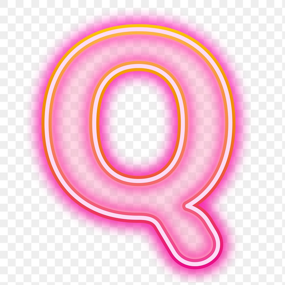 Letter Q png pink neon design, transparent background