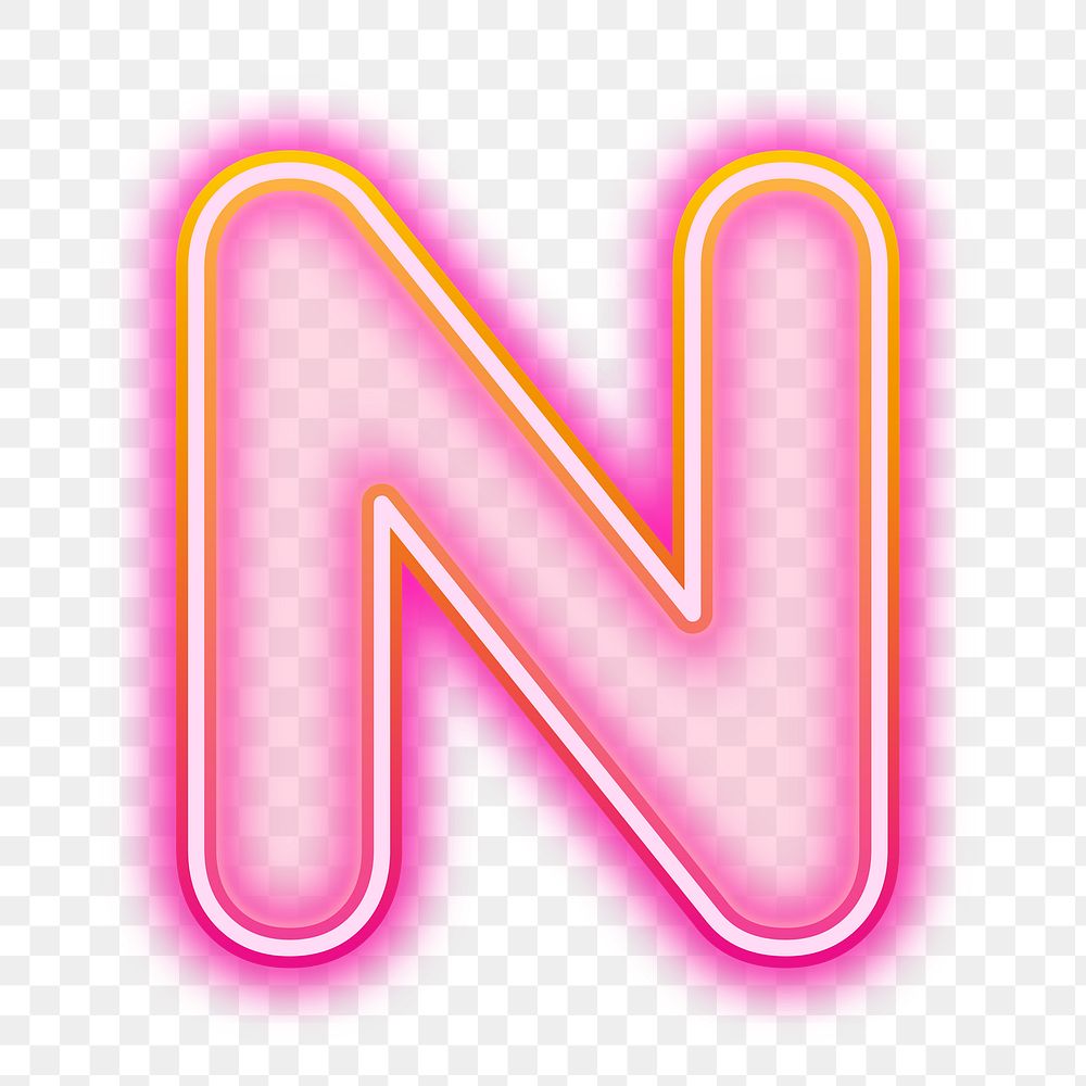 Letter N png pink neon design, transparent background