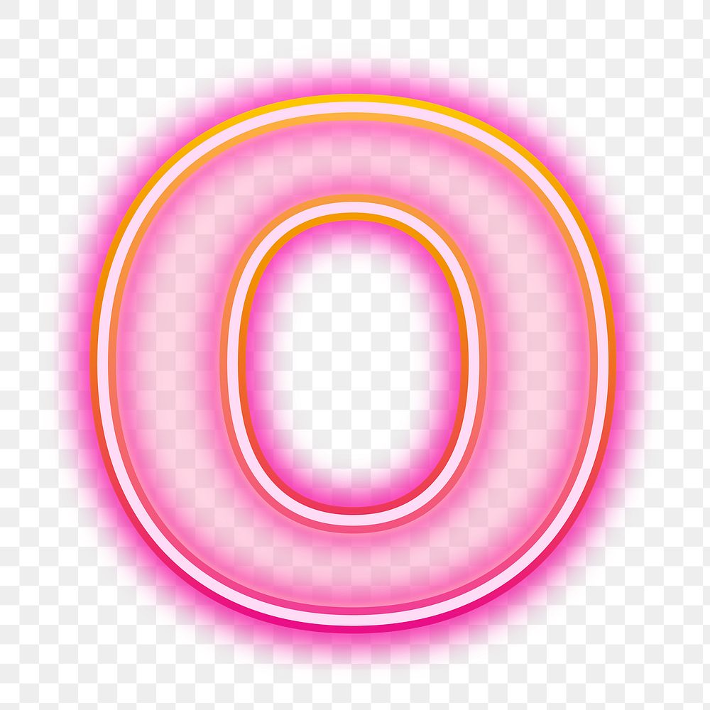 Letter O png pink neon design, transparent background