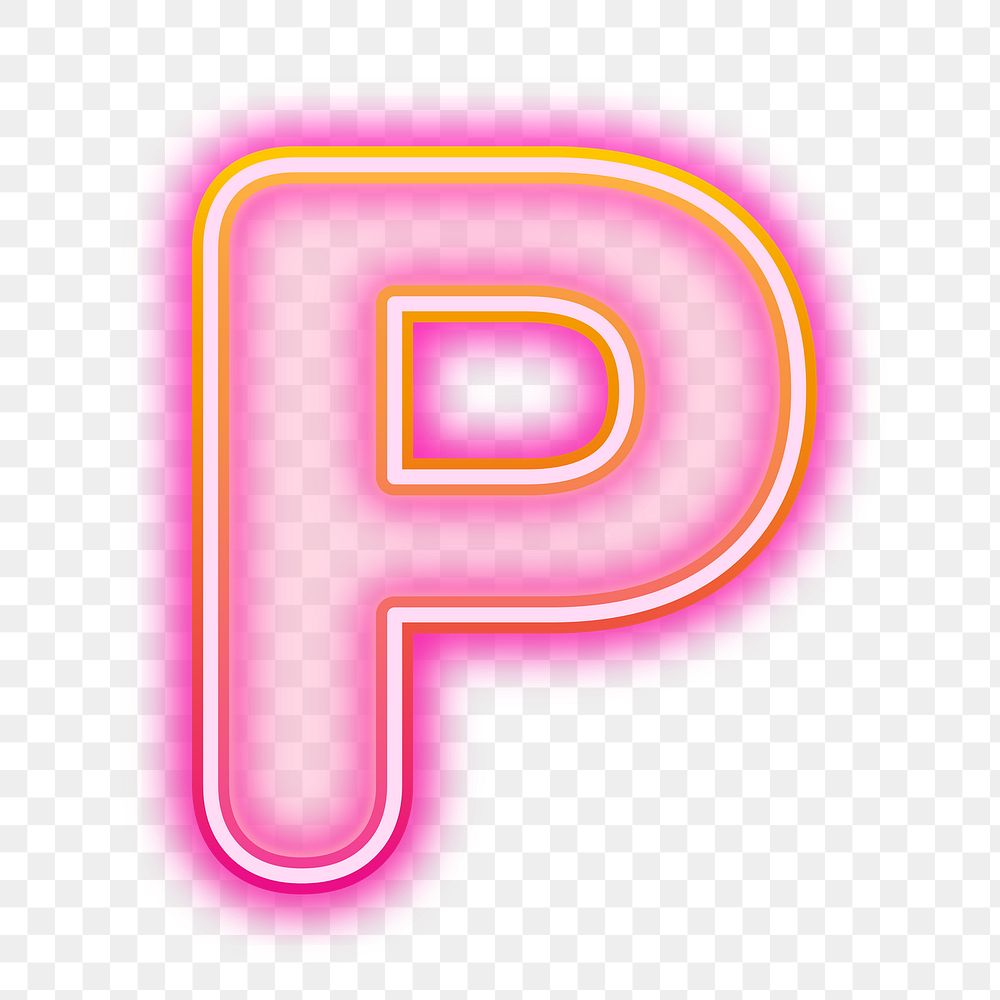 Letter P png pink neon design, transparent background