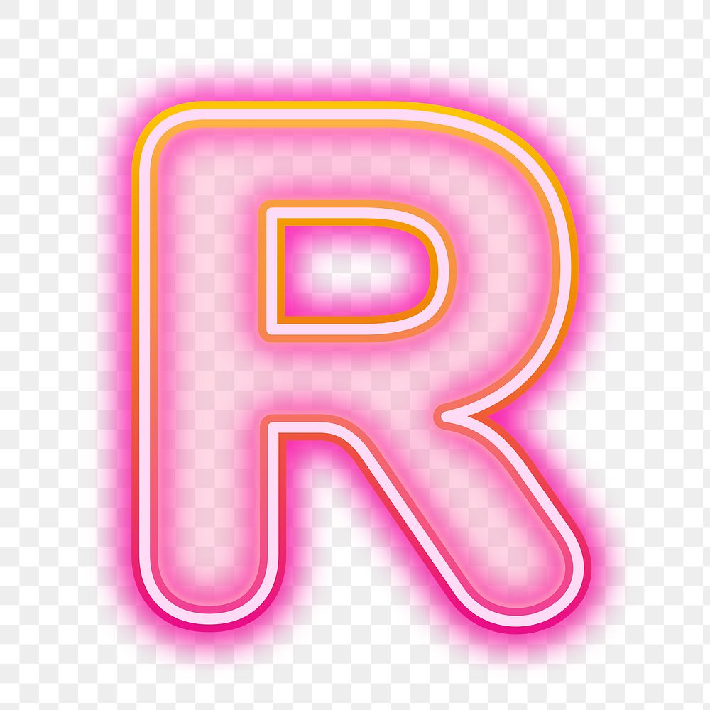 Letter R png pink neon design, transparent background