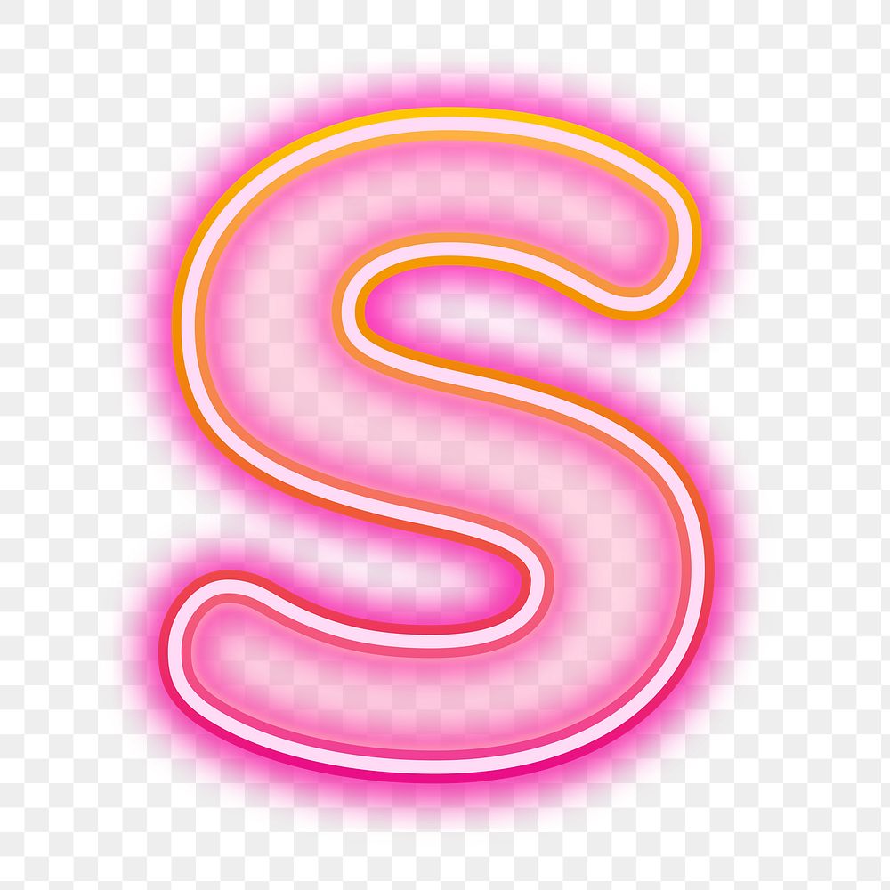 Letter S png pink neon design, transparent background