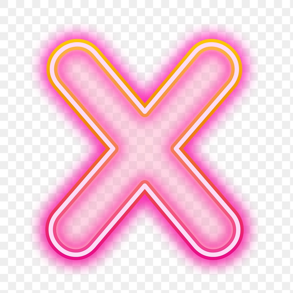 Letter X png pink neon design, transparent background