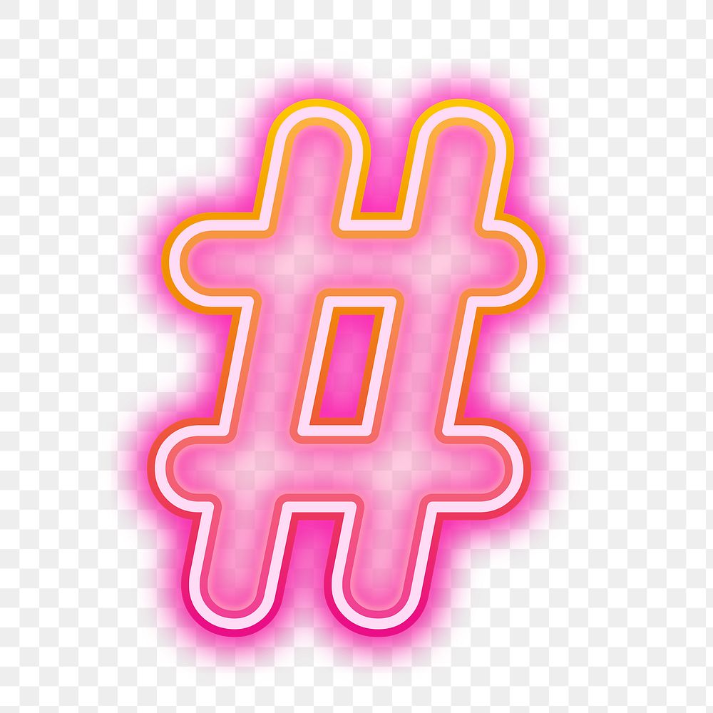 PNG hashtag pink neon design, transparent background