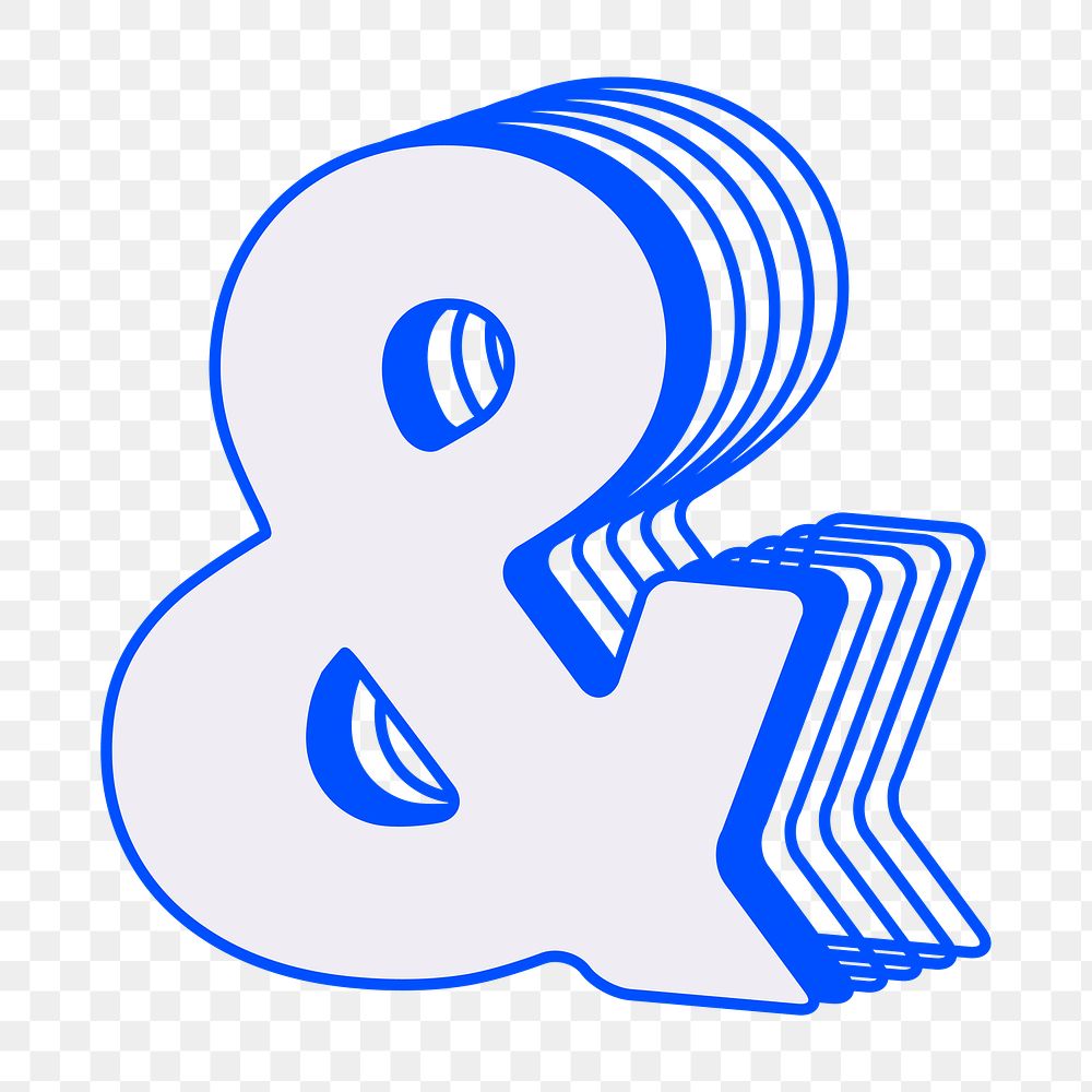 Ampersand png blue symbol, transparent background