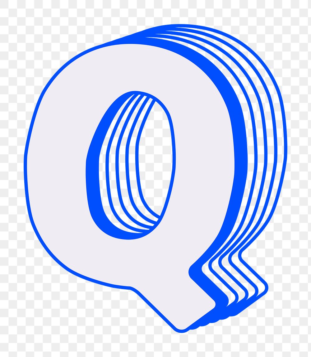 Letter Q png layered alphabet, transparent background