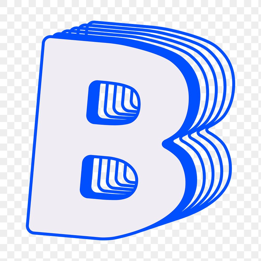 Letter B png layered alphabet, transparent background