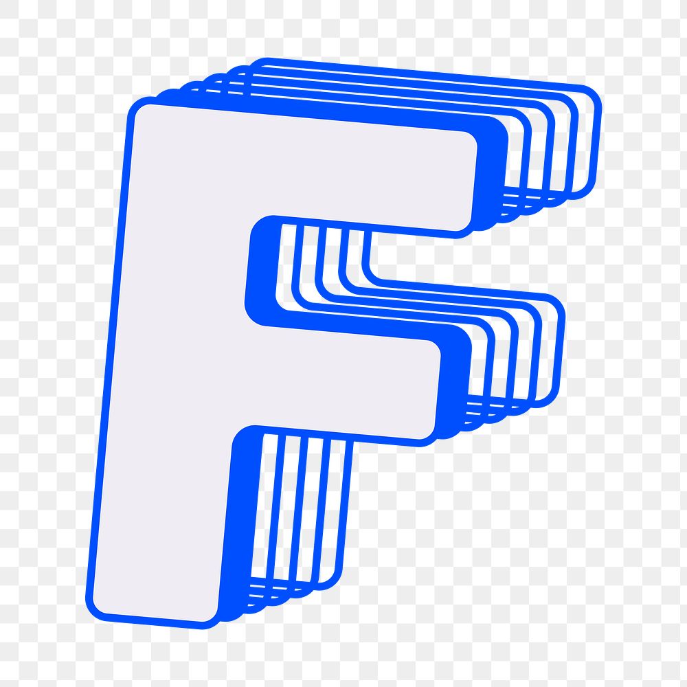 Letter F png layered alphabet, transparent background