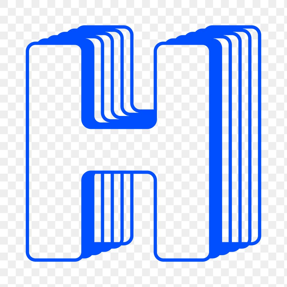 Letter H png layered alphabet, transparent background
