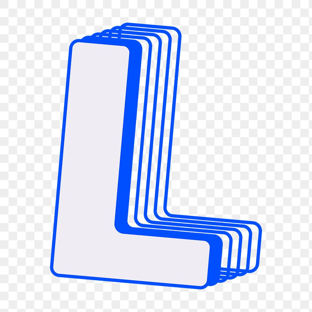 Letter L png layered alphabet, transparent background