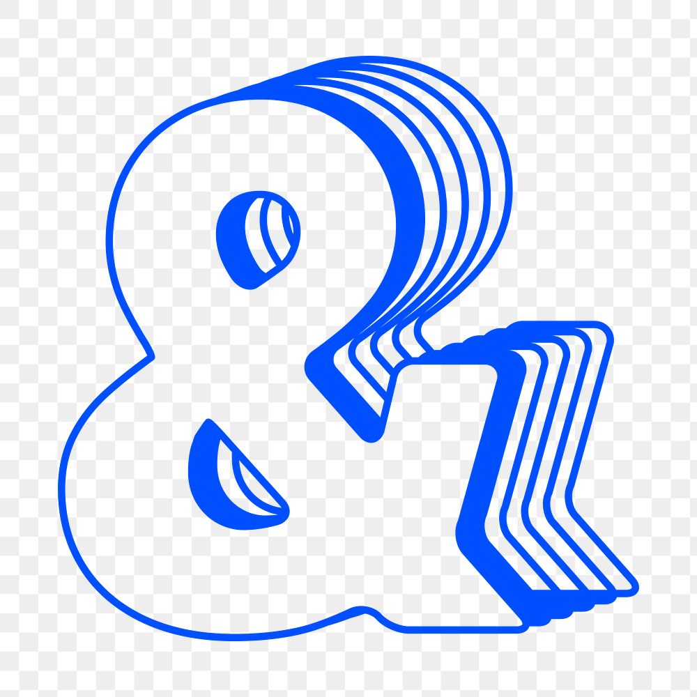 Ampersand png blue symbol, transparent background