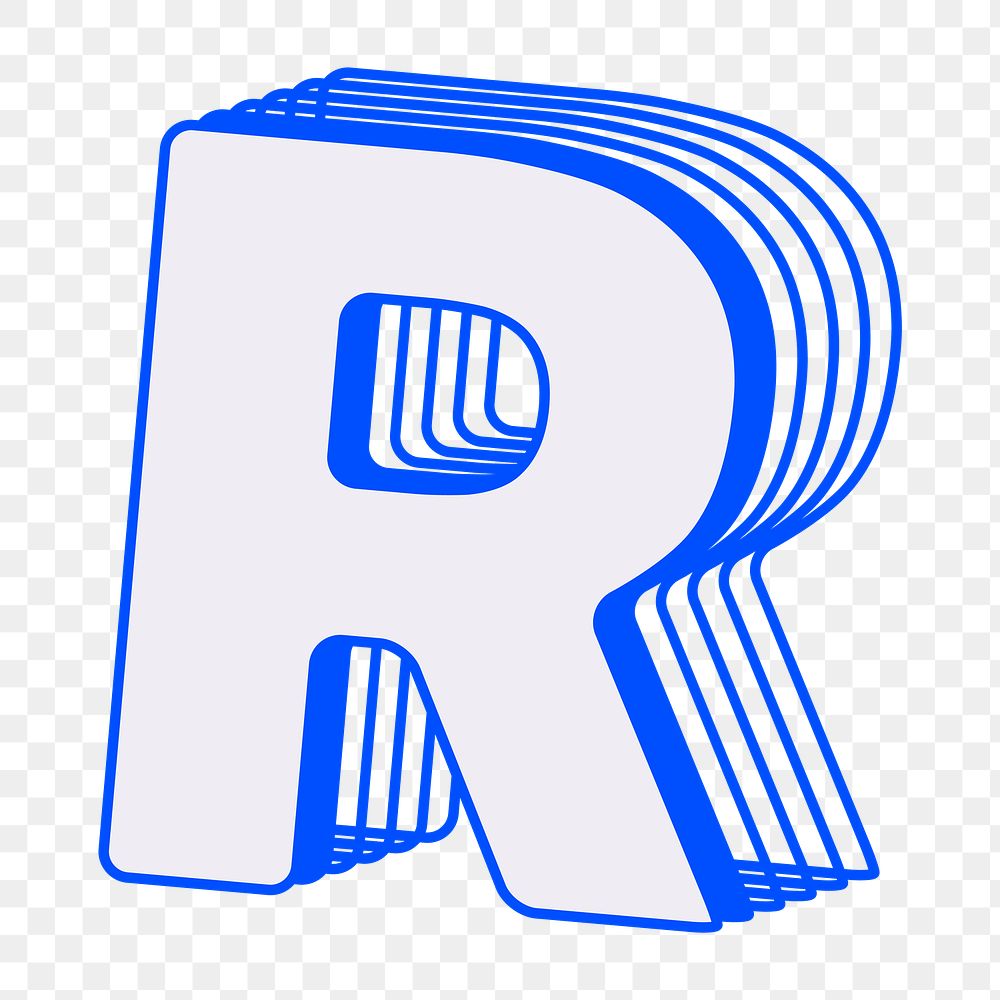 Letter R png layered alphabet, transparent background