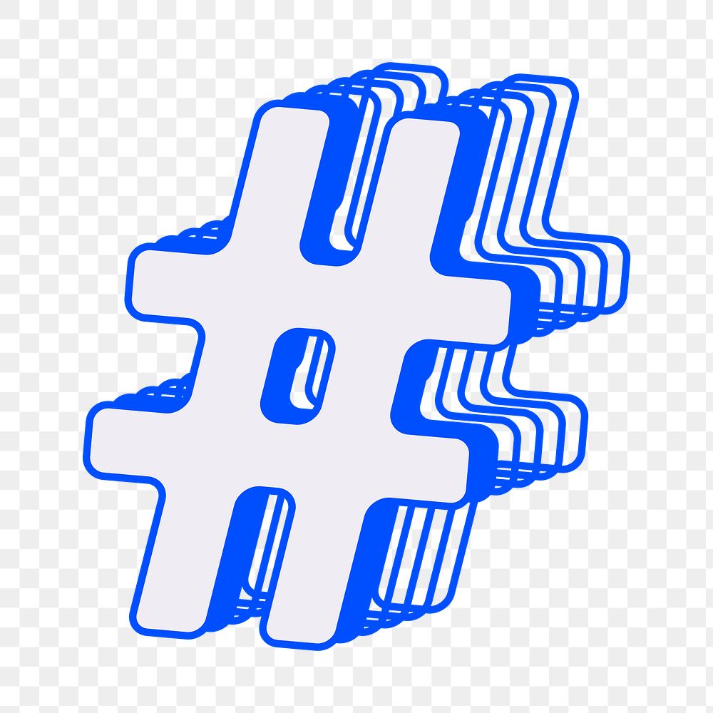 Hashtag png blue symbol, transparent background