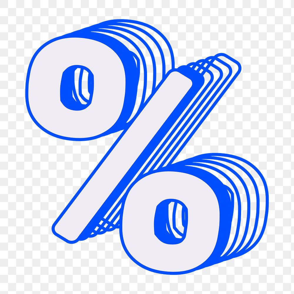 Percentage png blue symbol, transparent background