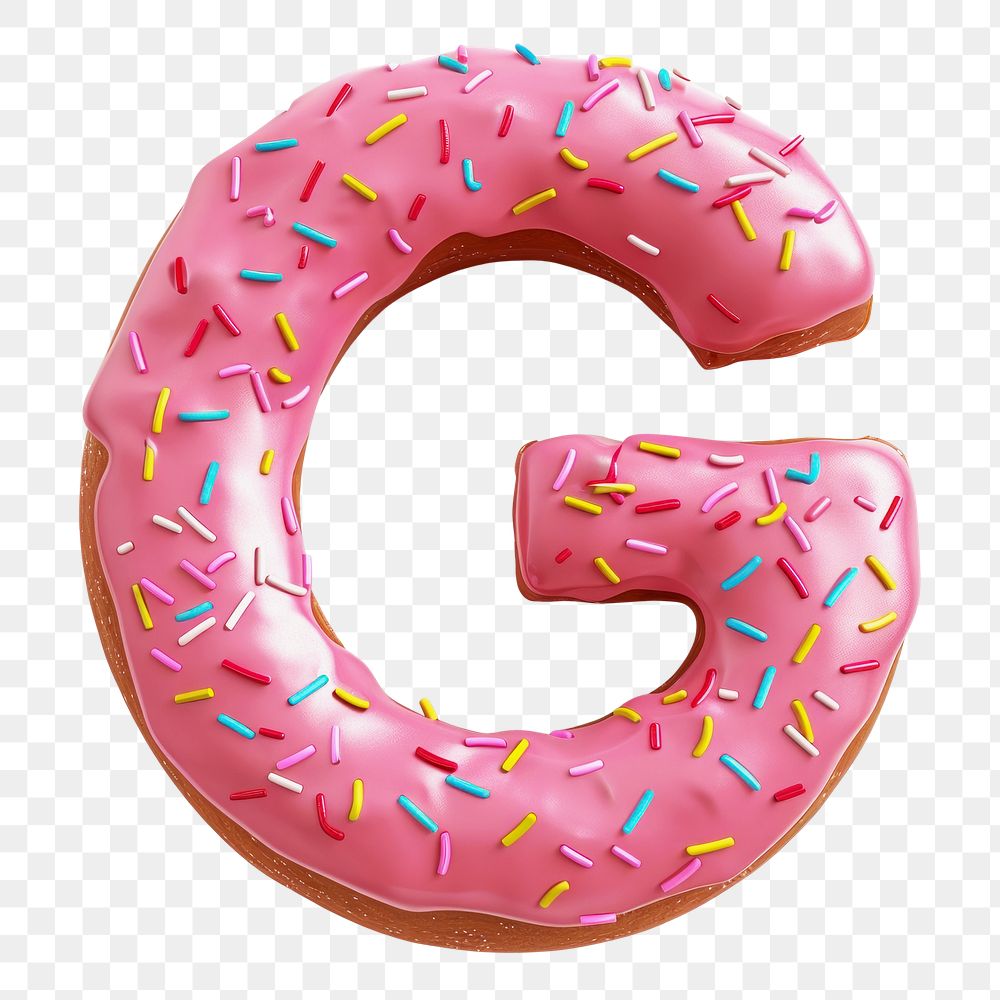 Letter G png 3D donut alphabet, transparent background