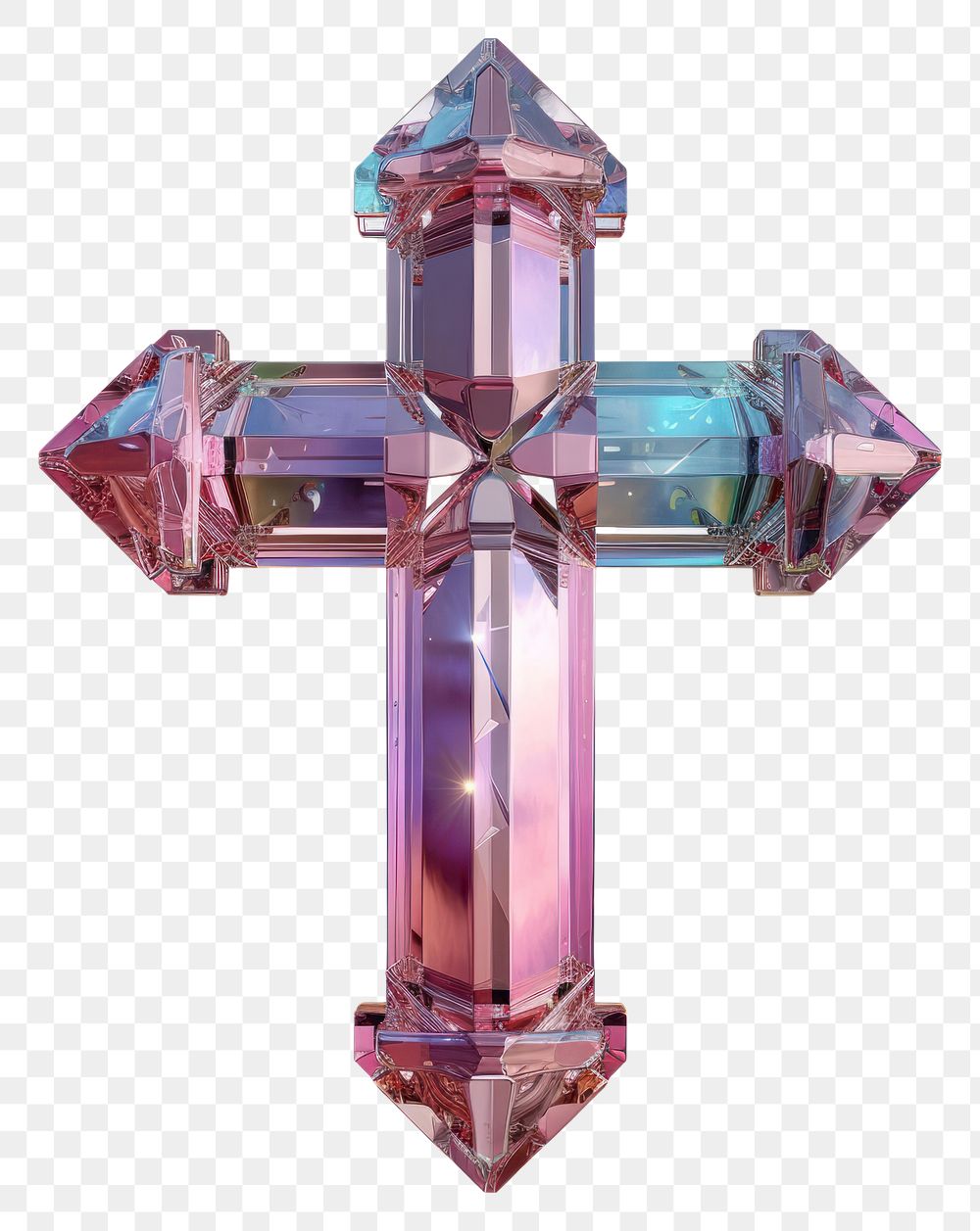 PNG Christ cross crystal gemstone symbol.