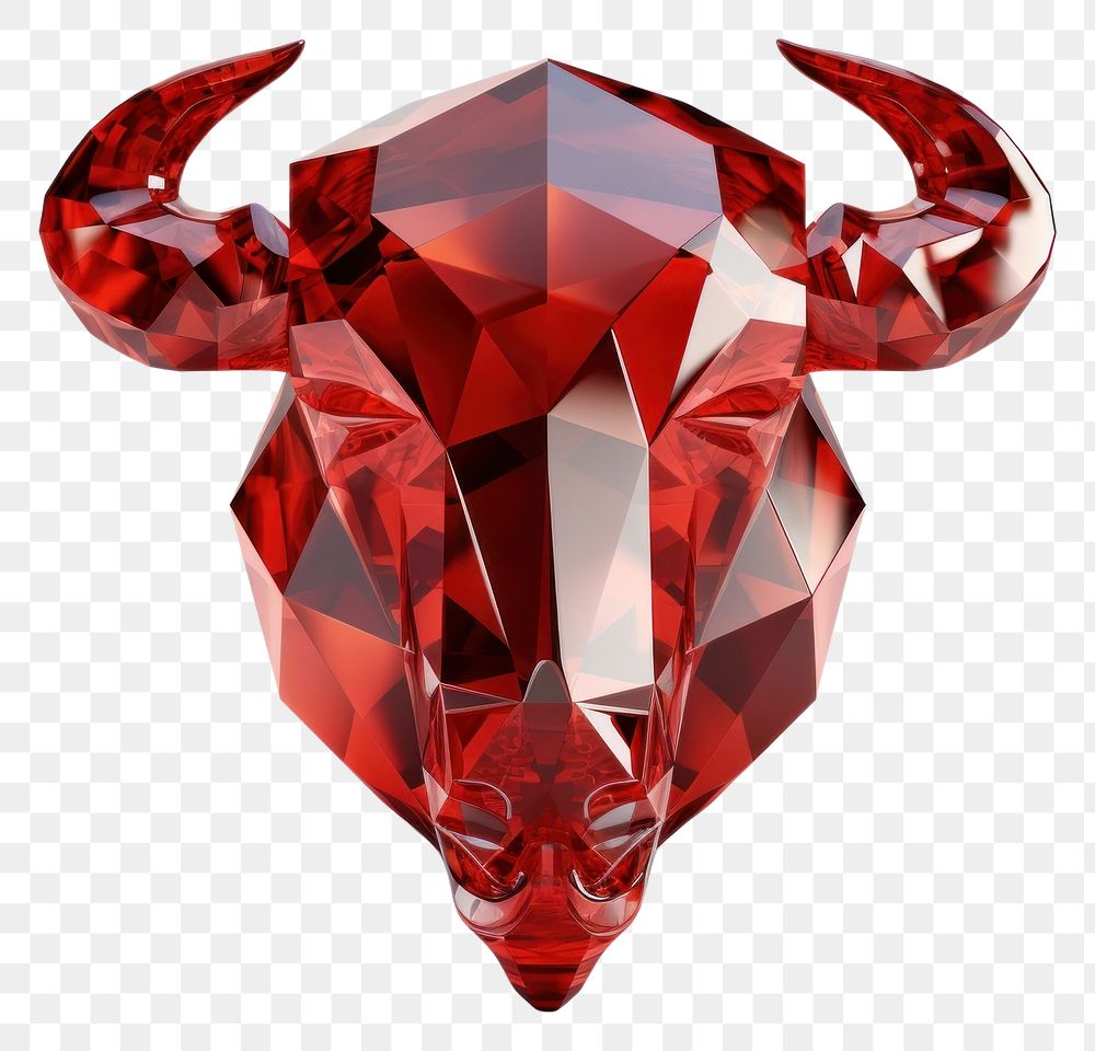 PNG Front red bull head gemstone jewelry accessories.