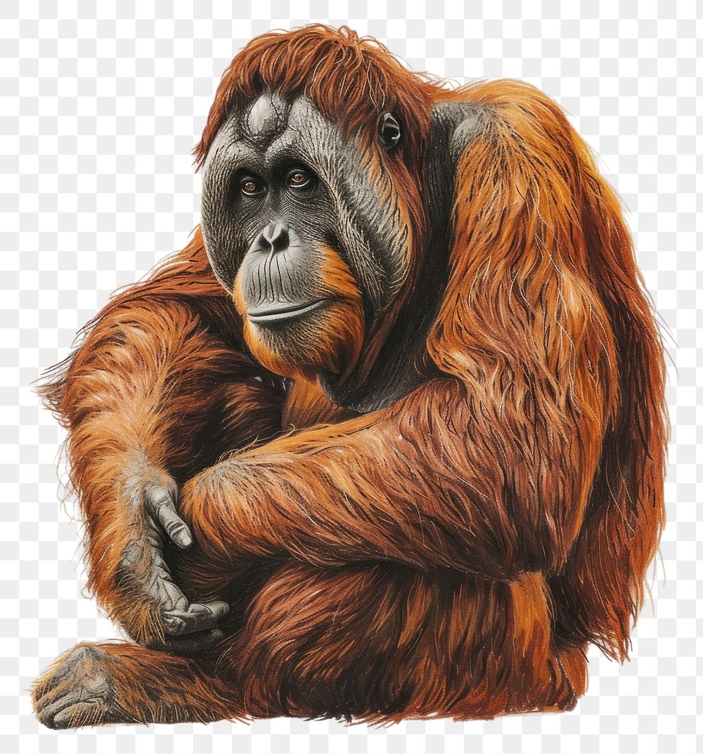 PNG Orangutan wildlife monkey mammal.