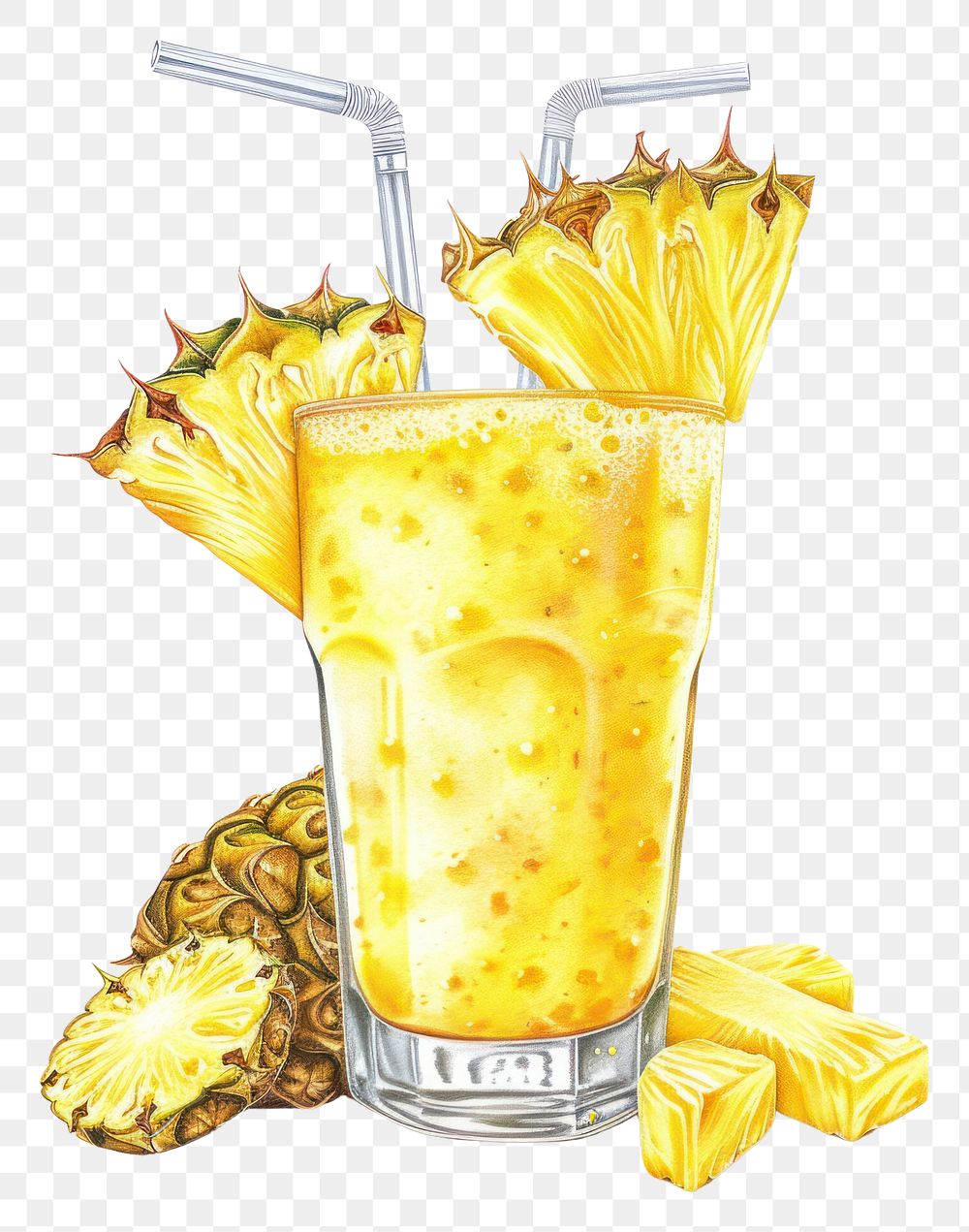PNG Pineapple smoothie fruit drink.