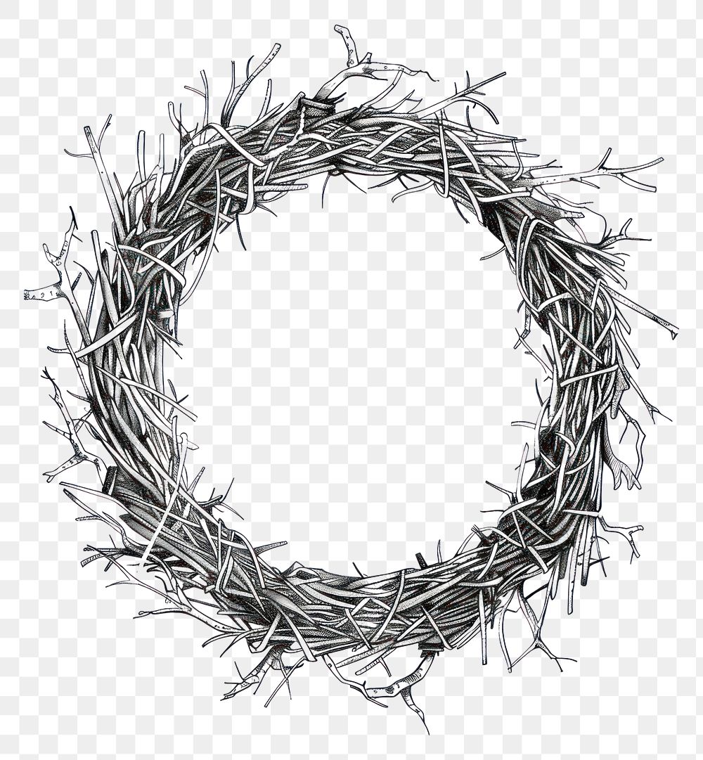 PNG Continuous line drawing chirstmas wreath art monochrome line art.