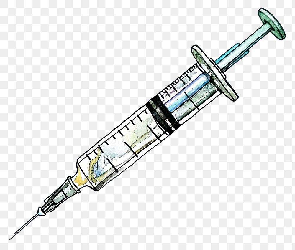 PNG Hand-drawn sketch syringe injection medicine weaponry.