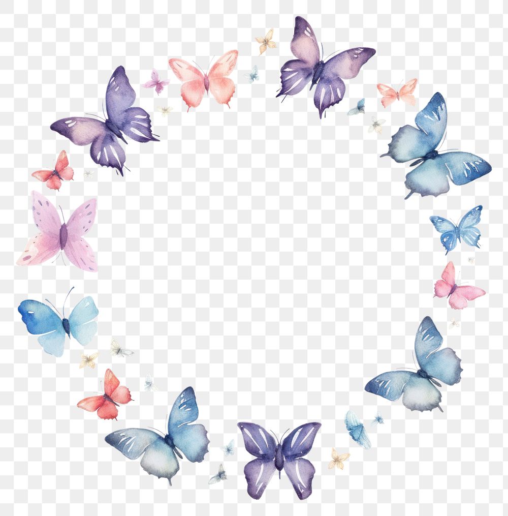 PNG Butterfly circle border pattern petal white background.