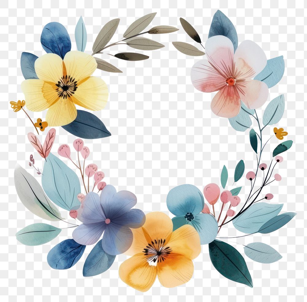 PNG Flower and jeart circle border pattern wreath plant.